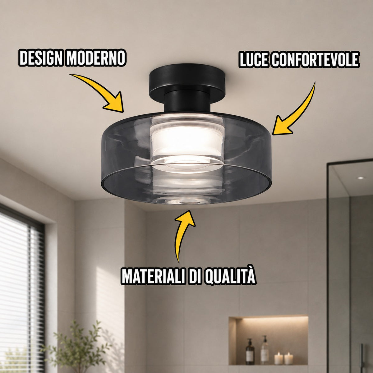Novoora – Plafoniera LED Vetro Fumé