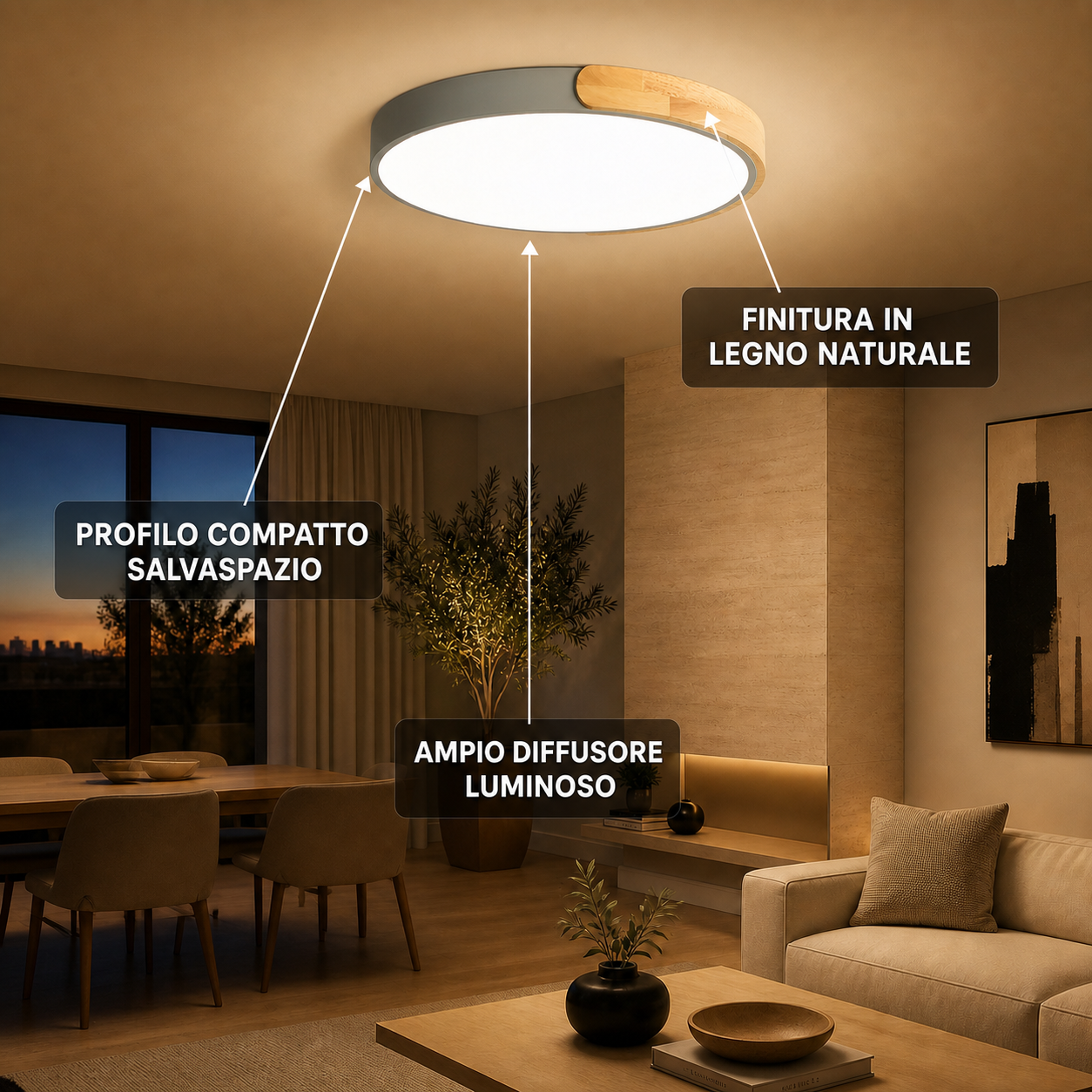 Plafoniera LED Rotonda Ultrasottile Novoora