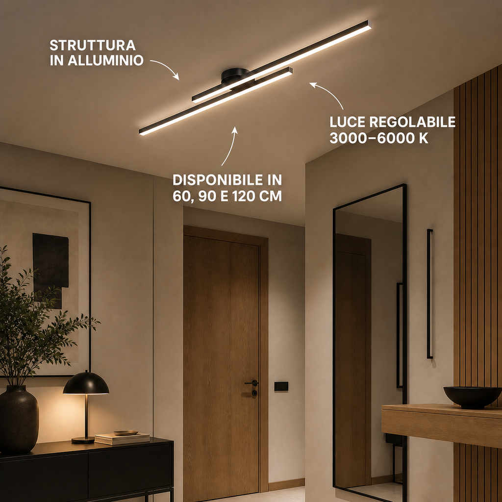 Novoora – Plafoniera LED Lineare in Alluminio dal Design Moderno