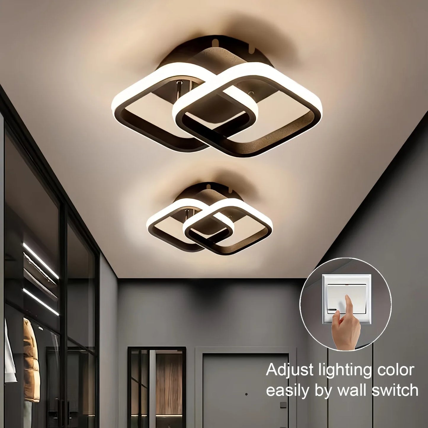 LED Ceiling Lamp Corridor Balcony Black White Indoor Chandelier Ceiling Light for Bedroom Living Room Aisle Decoration 110-220V